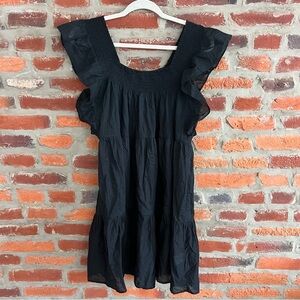 Jcrew Black Ruffle Sleeve Square Neck Women’s Swim Cover-Up